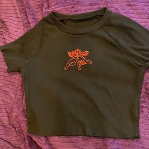 Black angel crop top.